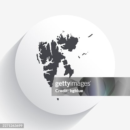 Svalbard map on circle button with long shadow Svalbard map on circle button with long shadow