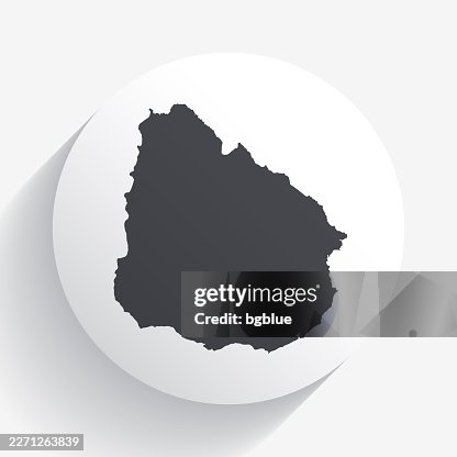 Uruguay map on circle button with long shadow Uruguay map on circle button with long shadow