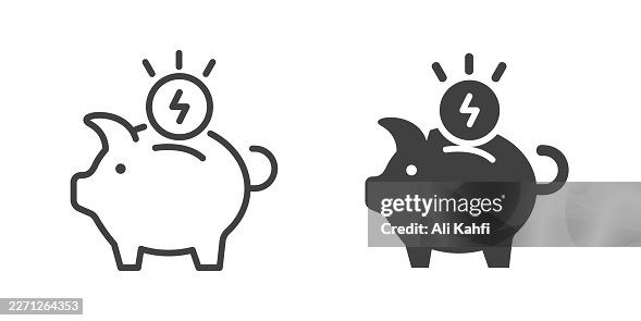 Energy Savings thin line and glyph solid icon. Editable stroke and perfect pixel isolated on transparent background. Energy Savings thin line and glyph solid icon. Editable stroke and perfect pixel isolated on transparent background.