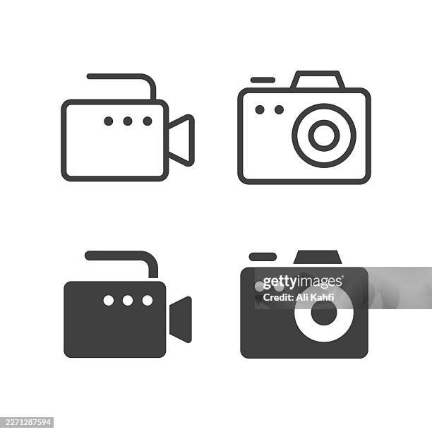 camera icon. solid and line simple icon series - auto post production filter stock illustrations