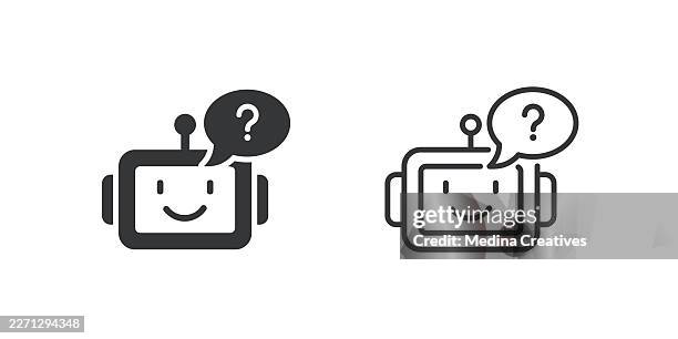 ai chatbot assistant icons. glyph solid and line series icon. - robot human face stock illustrations