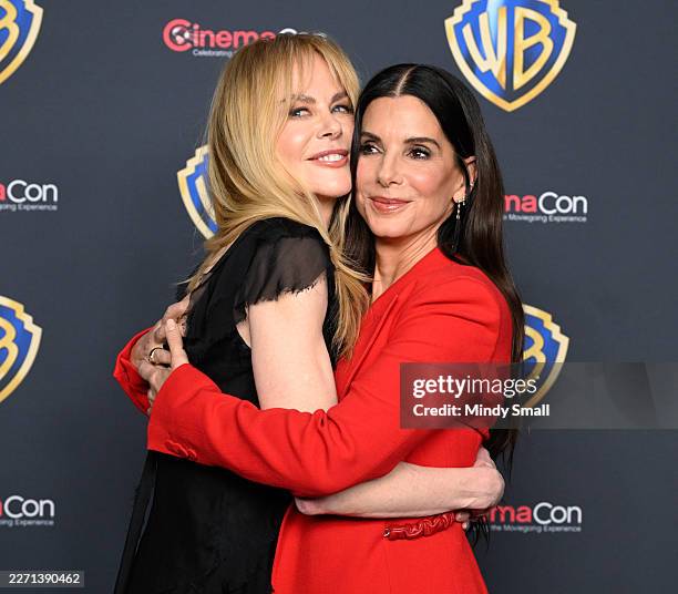 Nicole Kidman and Sandra Bullock arrive at the CinemaCon 2026 - Warner Bros. Pictures Presentation at The Dolby Colosseum at Caesars Palace on April...