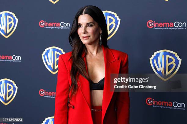Sandra Bullock promotes the upcoming film "Practical Magic 2" at the Warner Bros. Pictures presentation at The Dolby Colosseum at Caesars Palace...