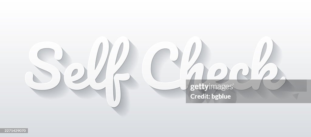 Self Check - Flat Design with paper cut effect on blank background