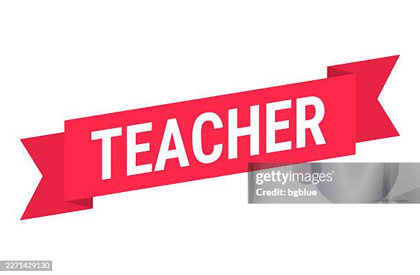 teacher - red banner on white background - teachers union stock illustrations