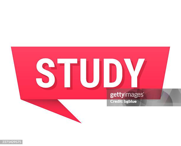 study - red speech bubble on blank background - checking boxes stock illustrations