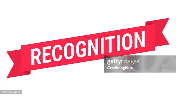 recognition - red banner on white background - facial recognition technology graphics stock illustrations