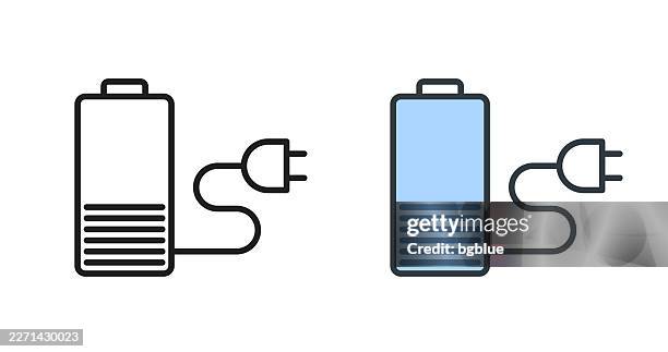 battery charging. icons for design - editable stroke icon - power point elements stock illustrations