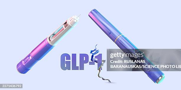 glp-1 analogue medication, illustration - injection stock illustrations
