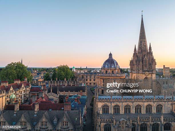 aerial view of the radcliffe camera and all souls college in oxford, uk - oxford england stock pictures, royalty-free photos & images