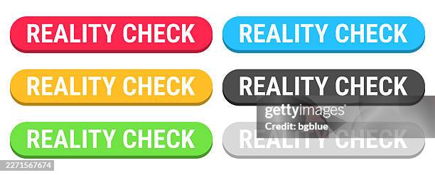 reality check - colorful 3d click web buttons on blank background - reality concept stock illustrations