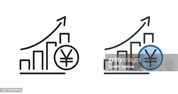 chart of increased yen rate. icons for design - editable stroke icon - graph icon stock illustrations