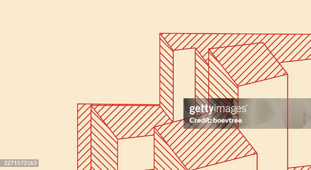 abstract red 3d perspective line cube pattern design material background - zebra pattern background stock illustrations