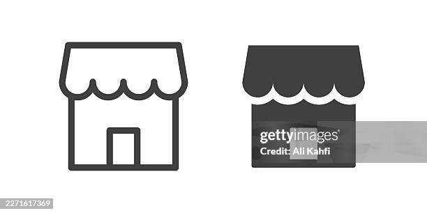 store line and solid icon. editable stroke - clean and simple minimal web icon - small grocery store stock illustrations