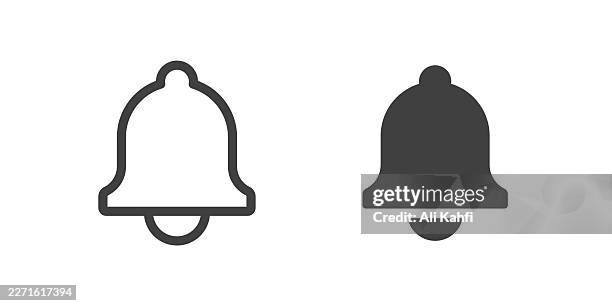 bell line and solid icon. editable stroke - clean and simple minimal web icon - notification bell stock illustrations