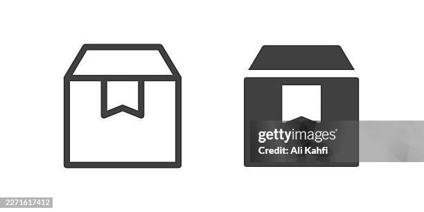 package cardbox line and solid icon. editable stroke - clean and simple minimal web icon - empty box stock illustrations