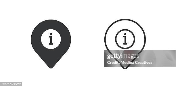 information location pin icons. glyph solid and line series icon. - guided missile cruiser stock illustrations