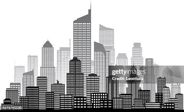 city (all buildings are complete and moveable) - detroit skyline stock illustrations