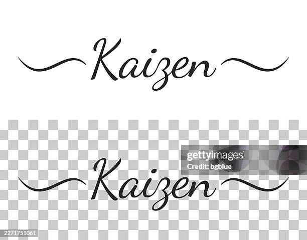 kaizen - calligraphy text with swashes on blank background - continuous improvement stock illustrations