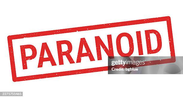 paranoid - red rubber stamp on white background - psycho graphics stock illustrations