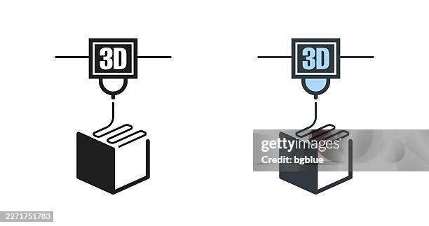 3d printer. icons for design - editable icon - 3d printer stock illustrations