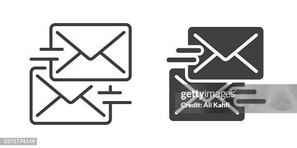 sync mail thin line and glyph solid icon. editable stroke and perfect pixel isolated on transparent background. - direct mail postcard stock illustrations