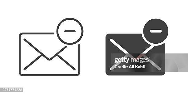 remove email thin line and glyph solid icon. editable stroke and perfect pixel isolated on transparent background. - direct mail envelope stock illustrations