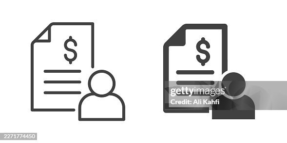 Invoice thin line and glyph solid icon. Editable stroke and perfect pixel isolated on transparent background. Invoice thin line and glyph solid icon. Editable stroke and perfect pixel isolated on transparent background.