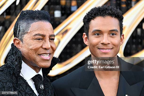 Jermaine Jackson and Jaafar Jackson at the "Michael" Los Angeles Premiere held at The Dolby Theatre on April 20, 2026 in Los Angeles, California.