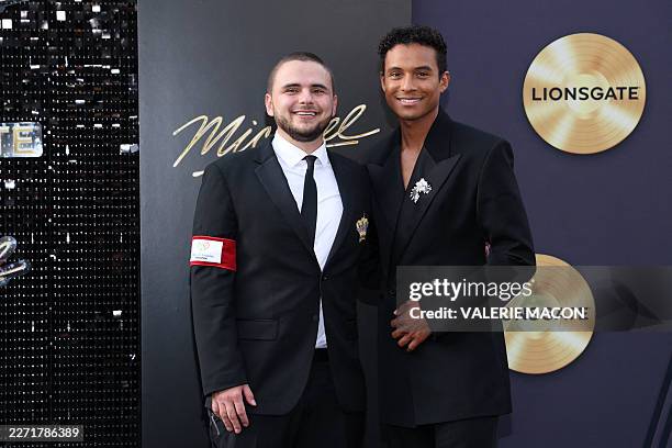 Michael Jackson's son Prince Jackson and US singer and dancer Jaafar Jackson attend the Los Angeles premiere of Lionsgate's "Michael" at the Dolby...