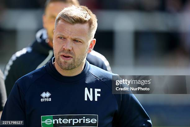 Hartlepool United manager Nicky Featherstone during the National League match between Hartlepool United and Forest Green Rovers at Victoria Park in...
