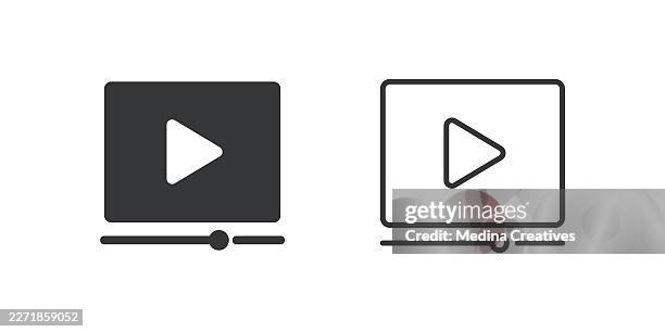 video player interface icons. glyph solid and line series icon. - hard workout stock illustrations