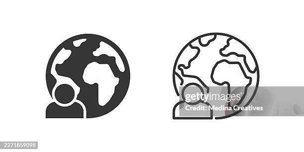 global user icons. glyph solid and line series icon. - hard workout stock illustrations