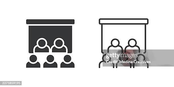 presentation icons. glyph solid and line series icon. - hard workout stock illustrations