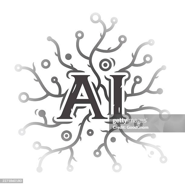 artificial intelligence concept with organic circuit tree - process automation abstract stock illustrations
