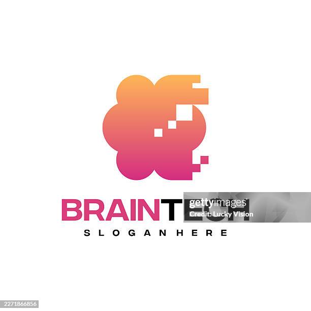 brain technology logo. idea logo vector template illustration design - half term school stock illustrations