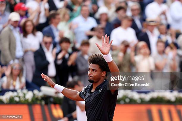 Arthur Fils of France celebrates winning match point against Rafael Jodar of Spain in the Men's Singles Semi-Final during day six of the Barcelona...