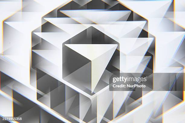 The Cursor logo is displayed on a computer screen photographed using a kaleidoscopic filter in Creteil, France, on April 22, 2026. SpaceX announces a...