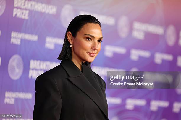 Gal Gadot attends the 12th Breakthrough Prize Ceremony at Barker Hangar on April 18, 2026 in Santa Monica, California.