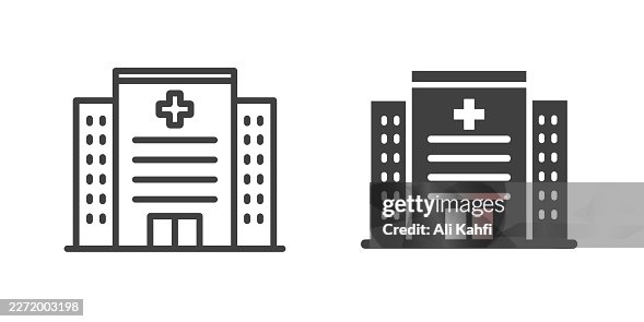 Hospital thin line and glyph solid icon. Editable stroke and perfect pixel isolated on transparent background. Hospital thin line and glyph solid icon. Editable stroke and perfect pixel isolated on transparent background.