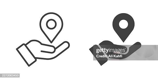 share location thin line and glyph solid icon. editable stroke and perfect pixel isolated on transparent background. - location tracking stock illustrations
