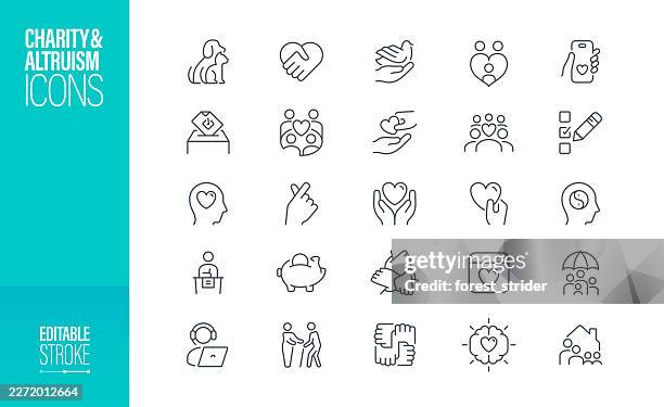 bearbeitbarer strich für charity- und altruismus-icon-symbole - emotionale unterstützung stock-grafiken, -clipart, -cartoons und -symbole