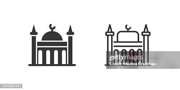 mosque icons. glyph solid and line series icon. - county courthouse stock illustrations