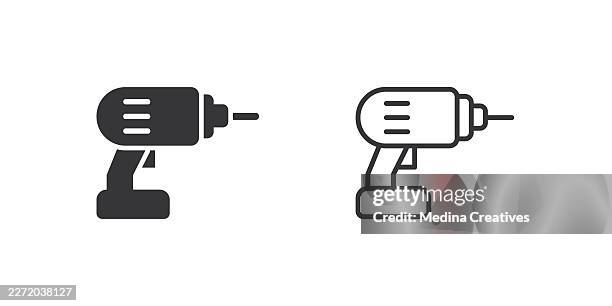 power drill icons. glyph solid and line series icon. - power tool stock illustrations