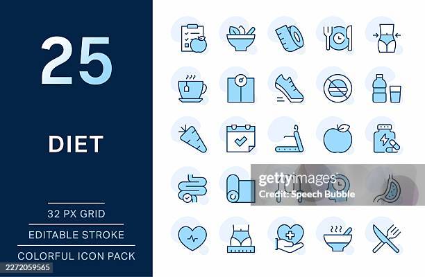 diet thin line icons. editable stroke. pixel perfect. for mobile and web. - intermittent fasting stock illustrations