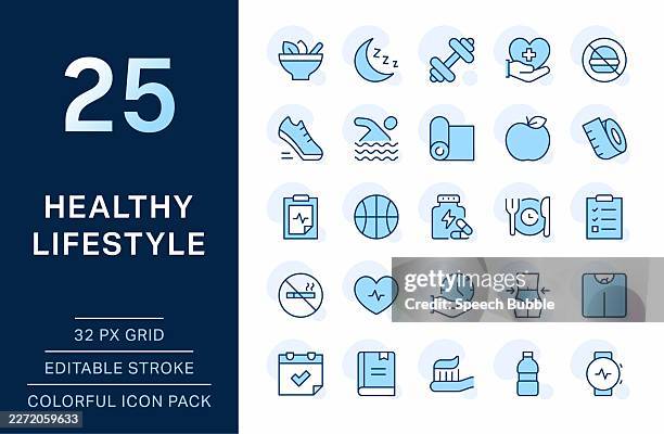 healthy lifestyle thin line icons. editable stroke. pixel perfect. for mobile and web. - metabolism icon stock illustrations
