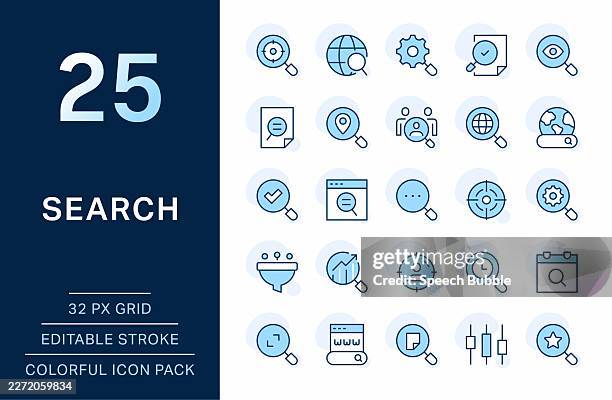 search thin line icons. editable stroke. pixel perfect. for mobile and web. - micro world stock illustrations