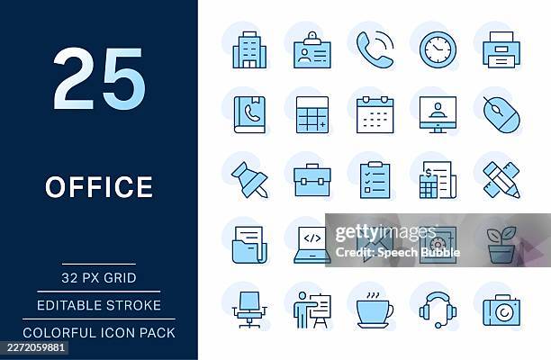 office thin line icons. editable stroke. pixel perfect. for mobile and web. - office printer stock illustrations