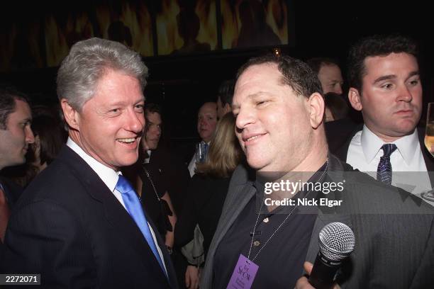 President Bill Clinton and Miramax Chief, Harvey Weinstein at Hillary Clinton's Birthday Party at the Hudson Hotel in New York City. October 25, 2000