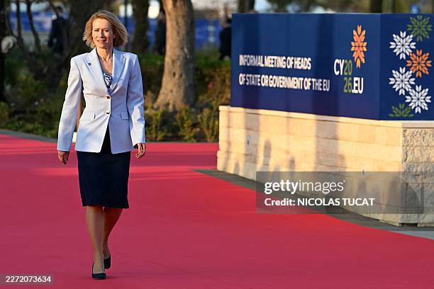 High Representative and Vice-President for Foreign Affairs and Security Policy Kaja Kallas walks upon her arrival ahead of an informal meeting of the...